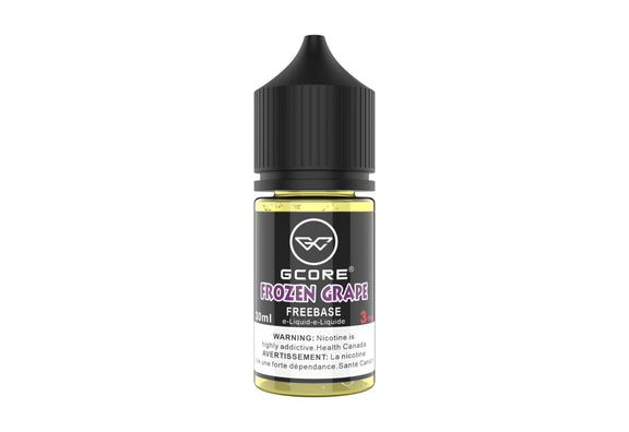 Gcore Frozen Grape e-liquid bottle on a white background