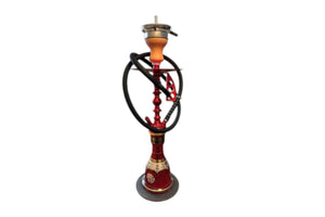Hookah with red and black design on a white background