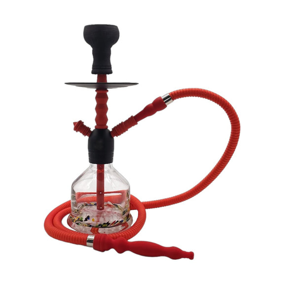 Shisha with red hose on white background