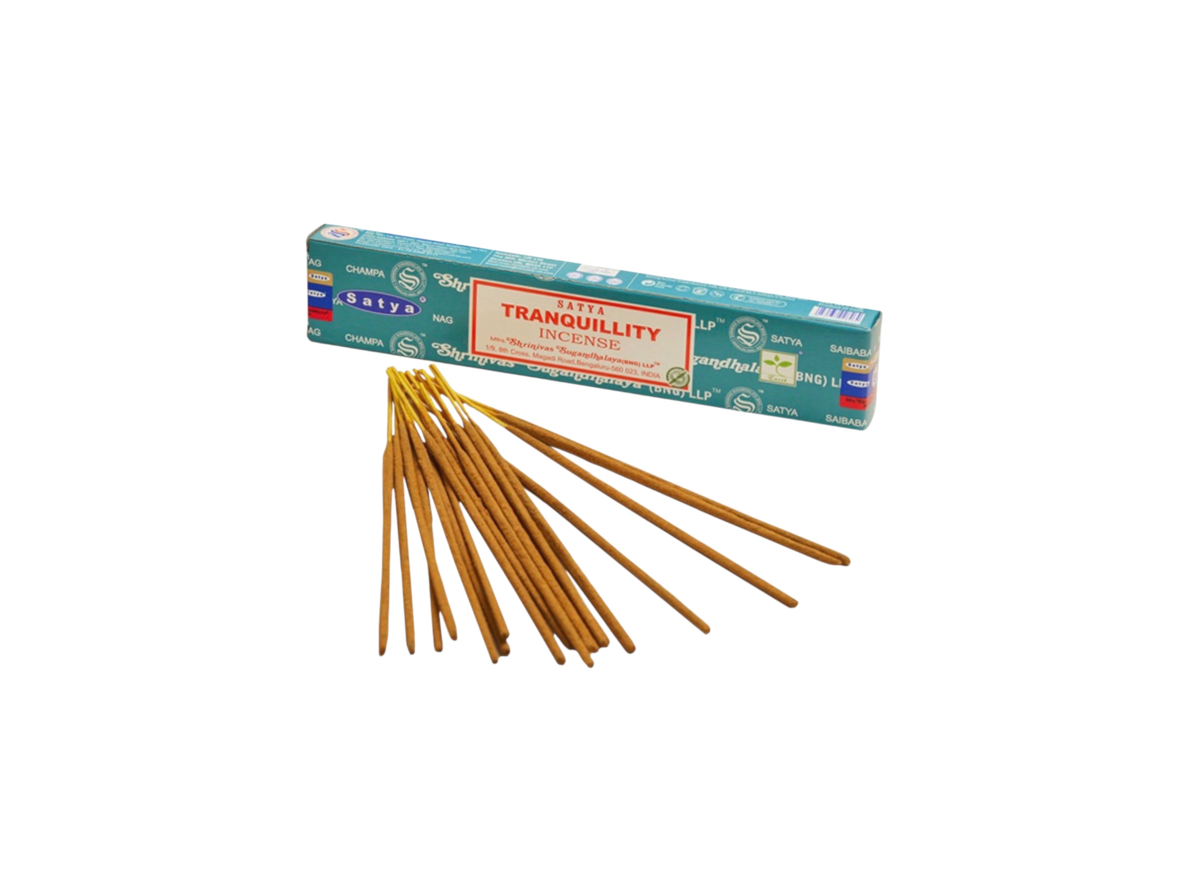 Box of Tranquillity incense sticks on a white background