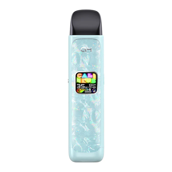 Vape device with a digital display on a white background