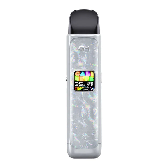 Vape device with a digital display on a white background