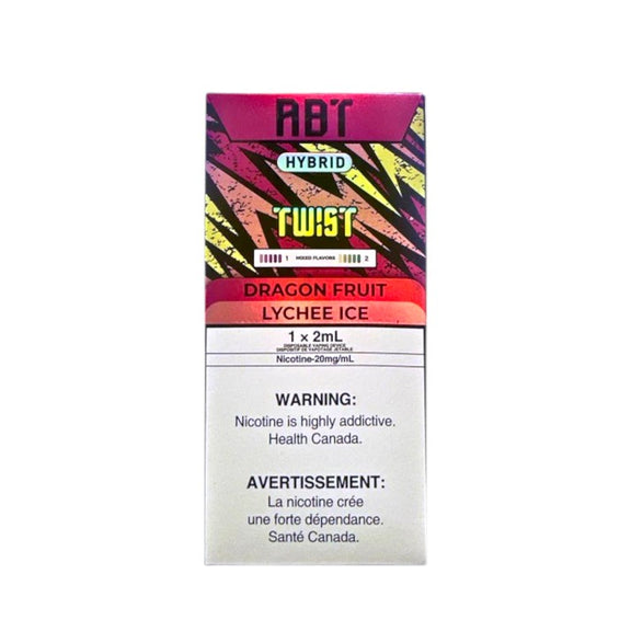 RBT Hybrid Twist Dragon Fruit Lychee Ice vape juice packaging on a white background